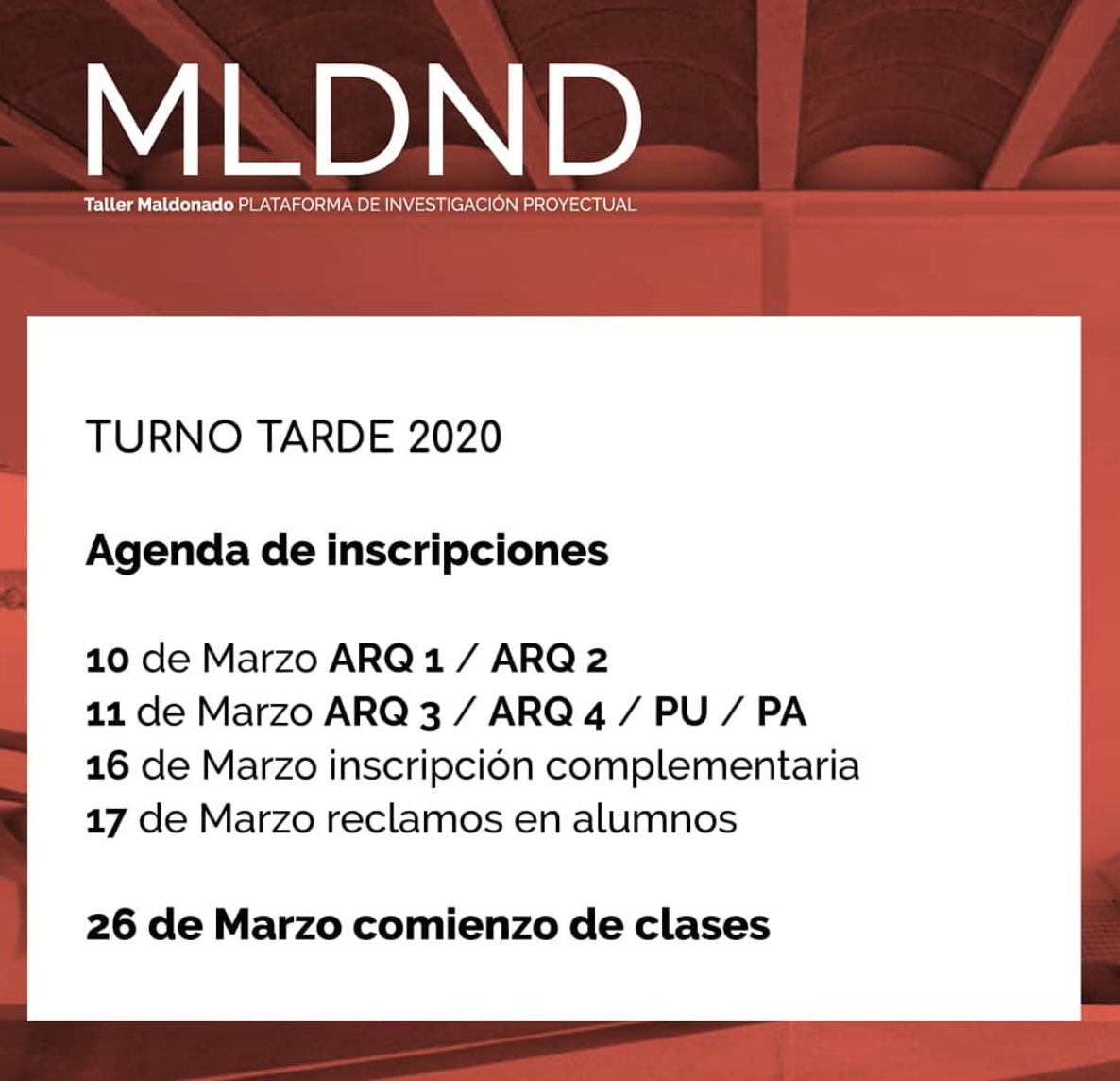 Calendario inscripciones